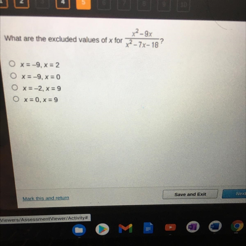 What are the excluded values of x for-example-1