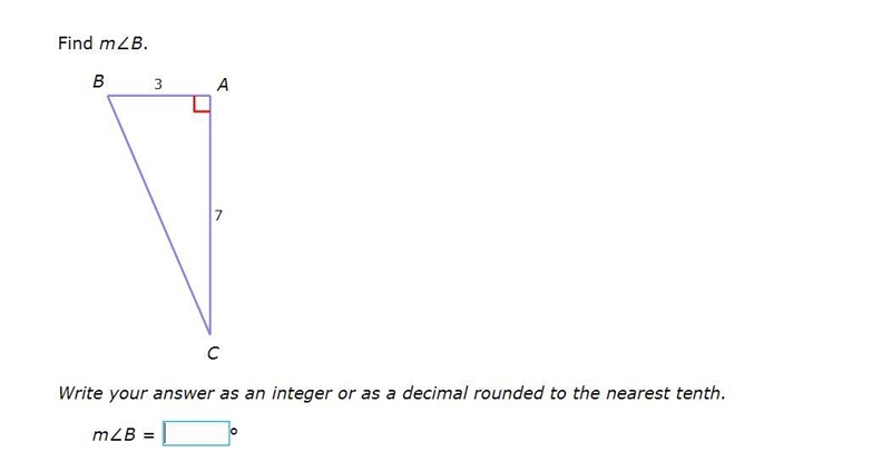 PLEASE HELP ASAP!!! I NEED CORRECT ANSWERS ONLY PLEASE!!! Find m∠B. Write your answer-example-1