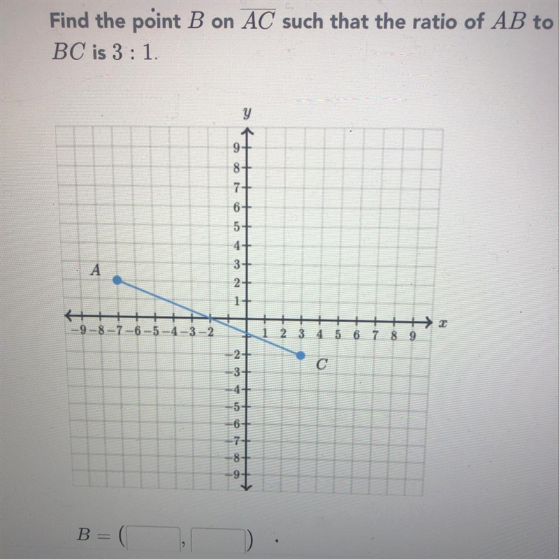 Find the point B on AC such that the ratio of AB to BC is 3 : 1-example-1