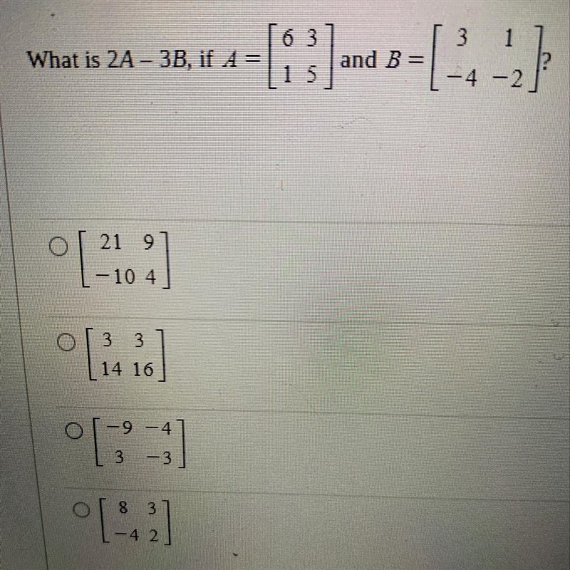 What is 2A- 3B, if A = 12-13].and-[ -4 -2]-example-1