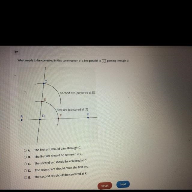 What needs to be corrected in this construction of a line parallel to AB passing through-example-1