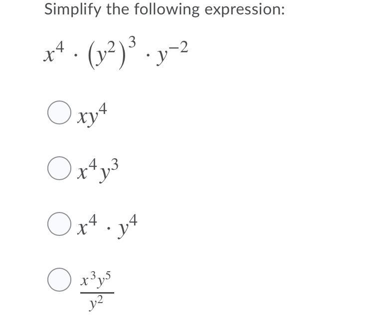 How do you simplify x4·(y2)3·y−2 and (3x)2·x2 Look at picture-example-2