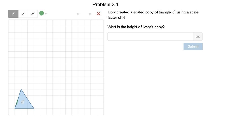 Ivory created a scaled copy of triangle C using a scale factor of 4. What is the height-example-1