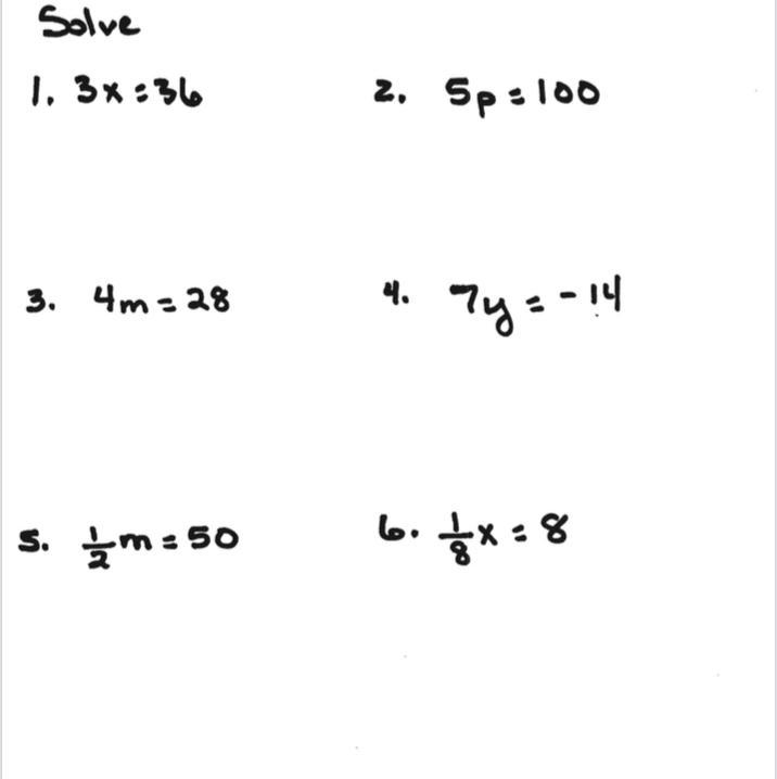 It’s one step equations with multiplication and Show work Please and thank you-example-1