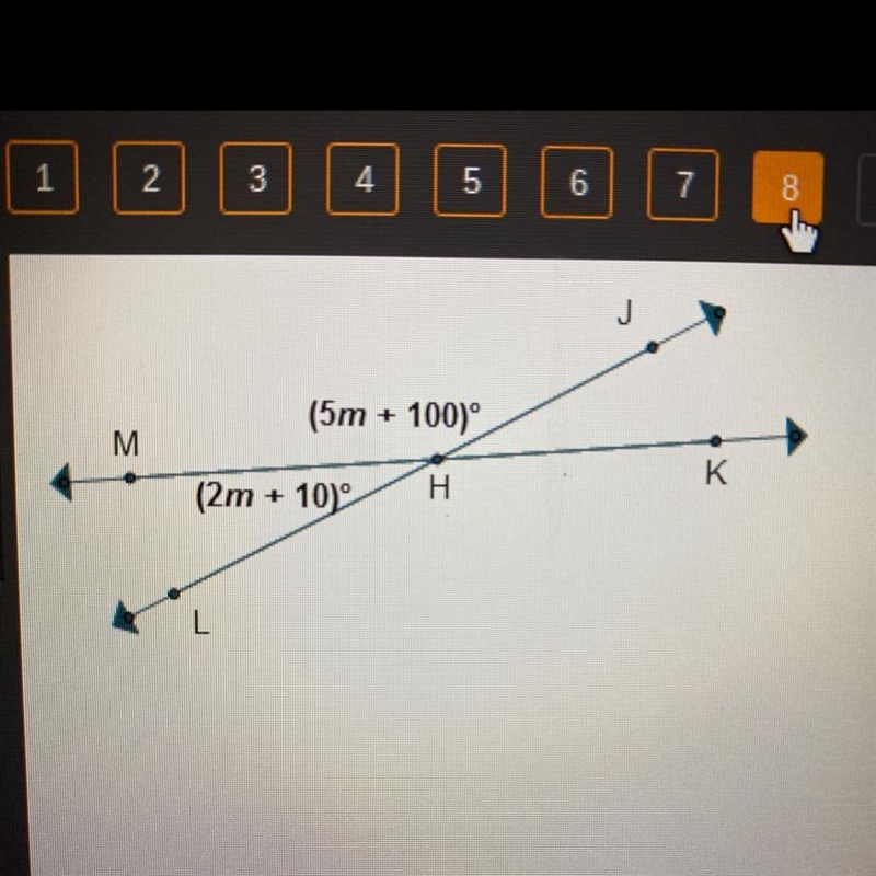 What is the value of m? O 10 O 30 O 70 O 150-example-1