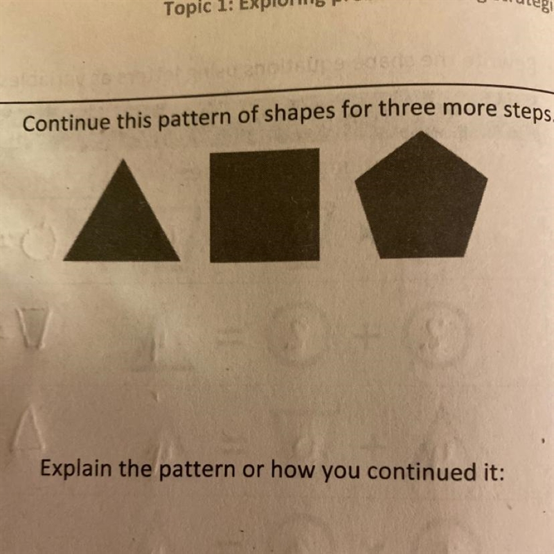 Continue this pattern of shapes for three more steps.-example-1