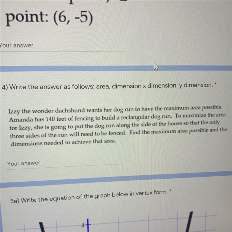 Write the answer as follows: area, dimension x dimension, y dimension I Izzy the wonder-example-1