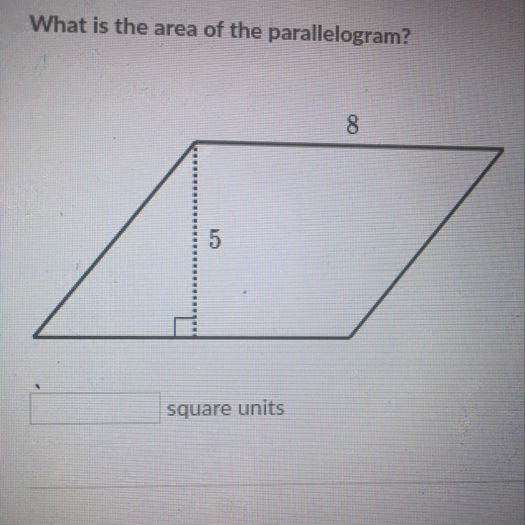 EMERGENCY!!! What is the area of this parallelogram?-example-1