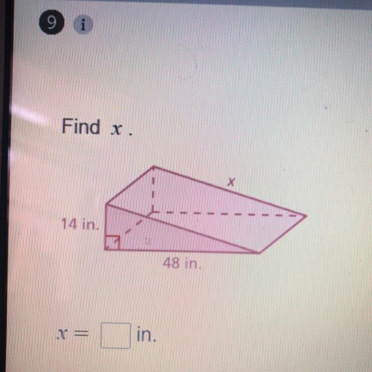 Find x. 14 in. 48 in. X = in.-example-1