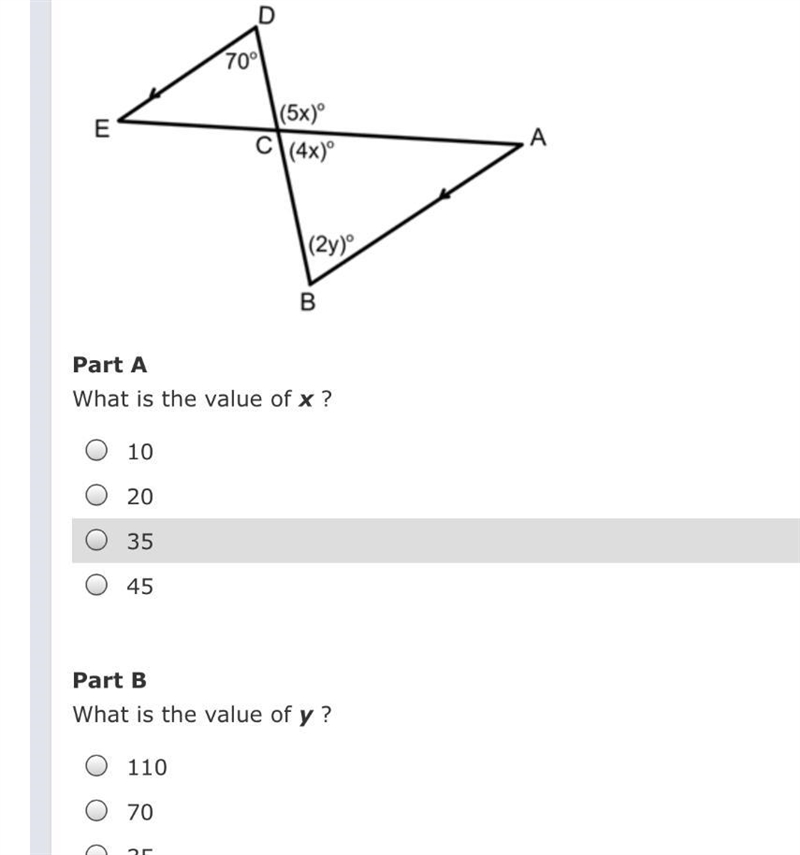 I need help ASAP! What is the value of x and what is the value of y?-example-1