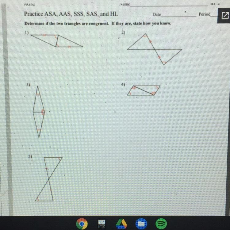 Determine if the two triangles are congruent. If they are, state how you know. 1) 2)-example-1