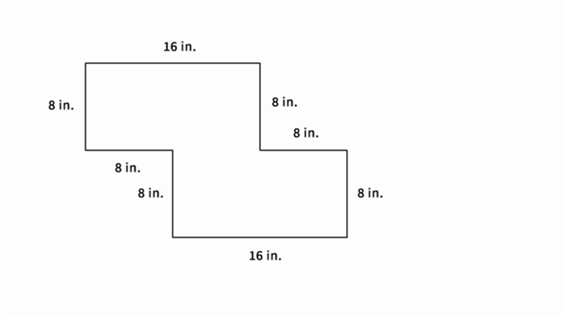 Find the area of this irregular figure. All angles are right angles. 128 in2 296 in-example-1