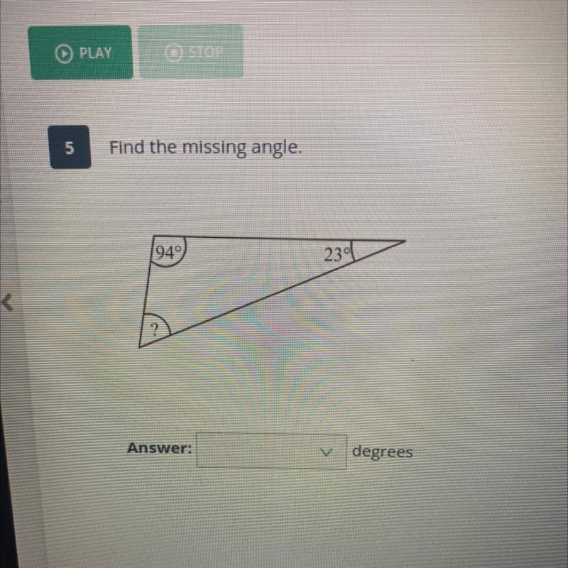 Find the missing angle.-example-1