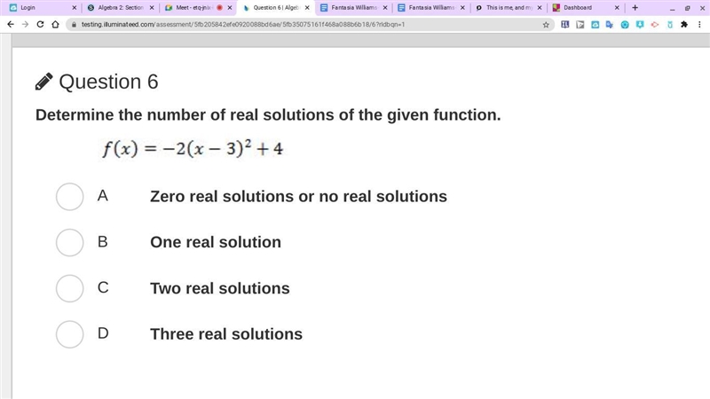 Determine the number of real solutions of the given function.-example-1