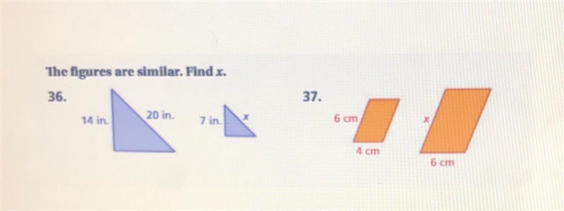 The figures are similar find x for both-example-1