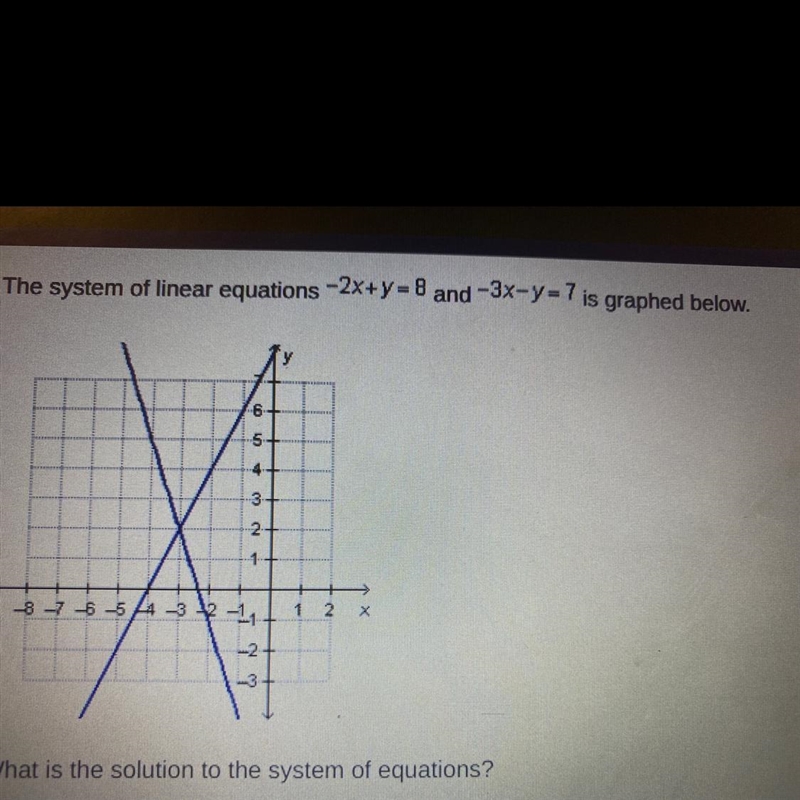 What is the solution to the system of equations? O (-3, 2) O (-2,3) O (2, -3) O (3, 2)-example-1