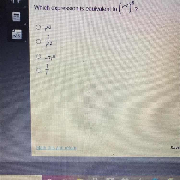 Which expression is equivalent to OA2 42 O -7 1-example-1