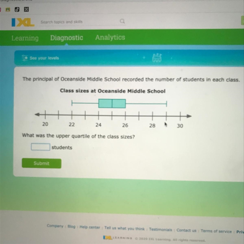 What was the upper quartile of the class sizes?-example-1