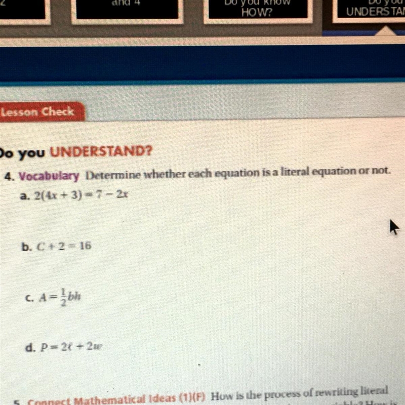 Help a youngin out, is a-d a literal equation or not-example-1