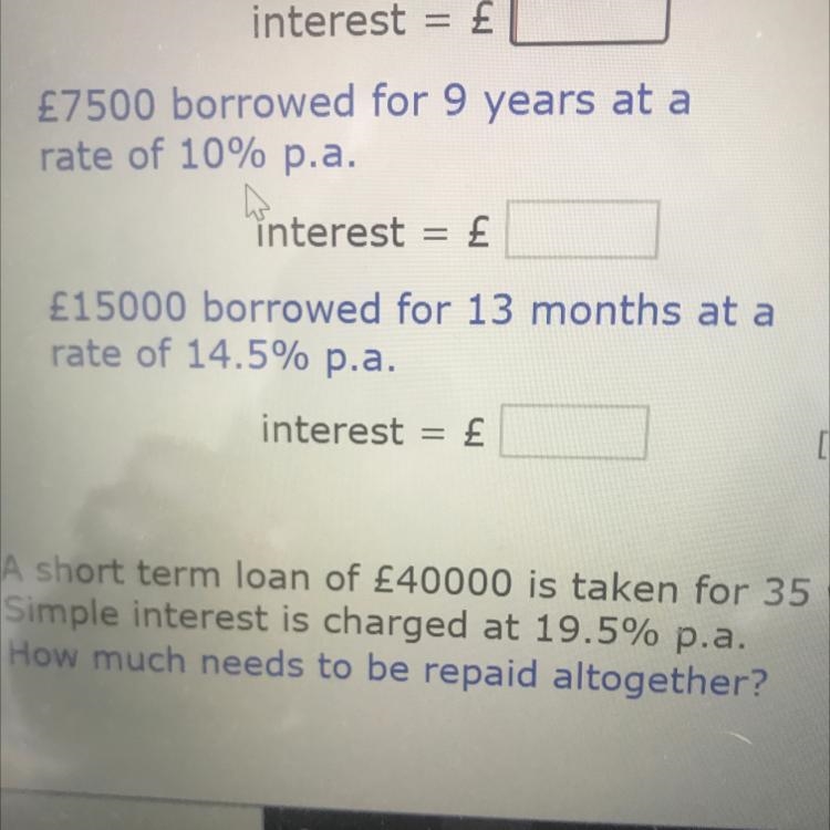 £15000 borrowed for 13 months at a rate of 14.5% p.a. Does anyone know?-example-1