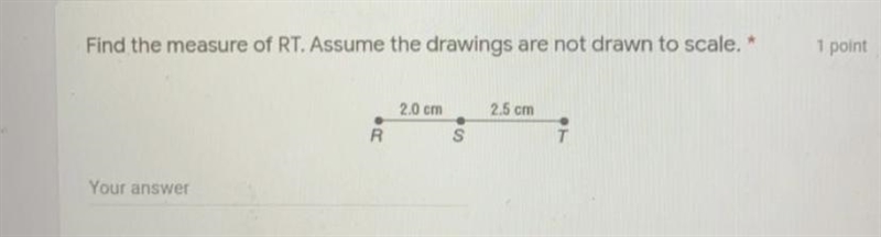 Find the measure of RT. Assume the drawings are not drawn to scale.-example-1