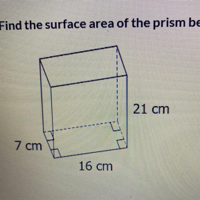 What is the surface area of the prism A. 812 B. 1,190 C. 2,352 D. 132-example-1