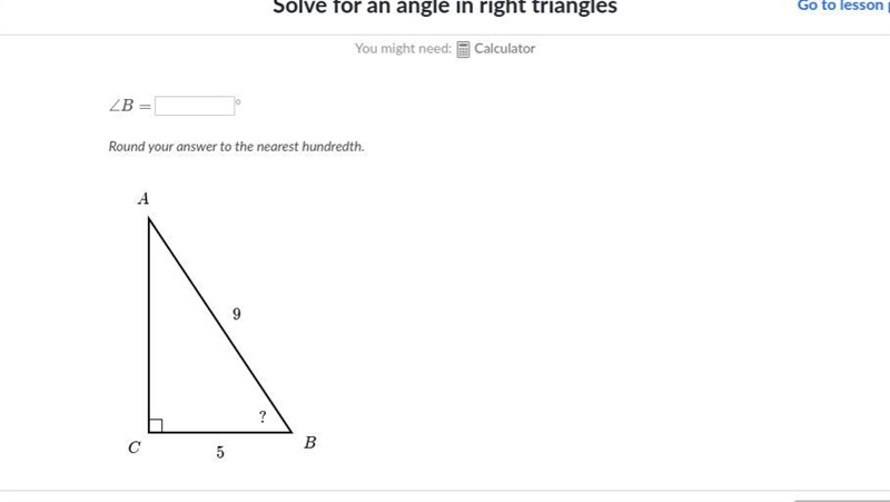 Solve for an Angle in right triangles-example-1