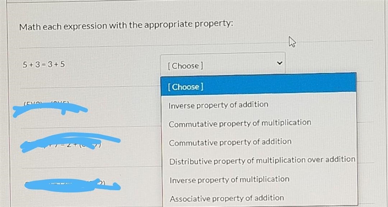 Each expression with the appropiate property:​-example-1