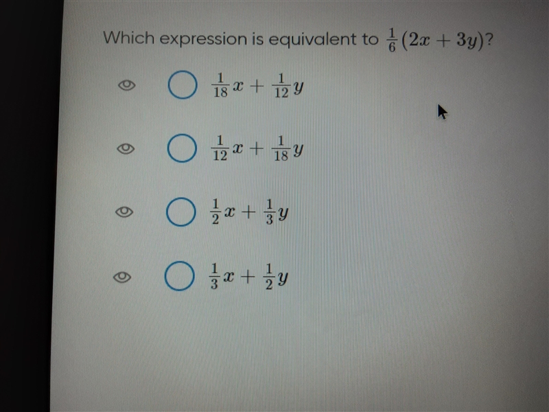 Which expression is equivalent to 1/6 (2+3)?-example-1