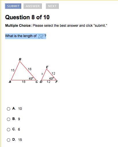 What is the length of DE ?? Thx :)-example-1