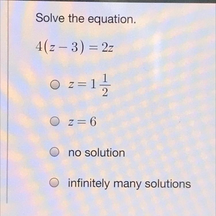 Solve the equation. 4(z – 3) = 22-example-1