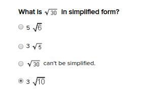 (take 2 bc i messed up) What is √30 simplified-example-1