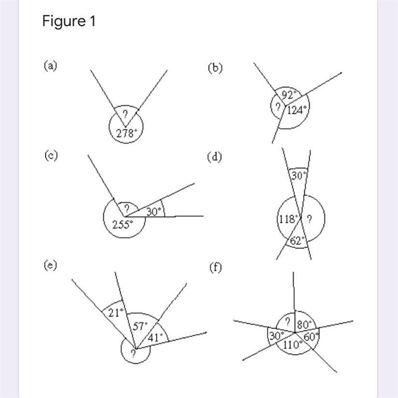 What is the missing angle measure, in degrees, for figure 1, part a? What is the missing-example-1