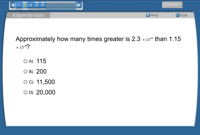 Approximately how many times greater is 2.3x10^-4 than 1.15x10^-8?-example-1