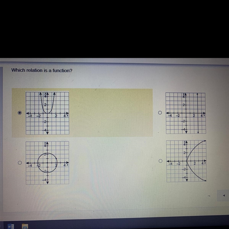 HURRYYYY Which relation is a function?-example-1