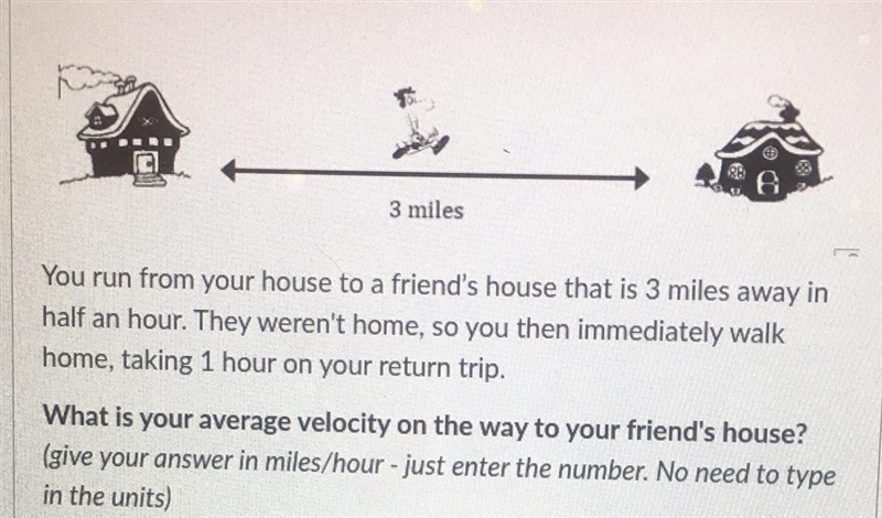 I just need the final answer (average velocity to friends house) thanks! :)-example-1