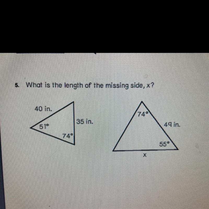 Please HELP ASAP What is the missing side, x?-example-1