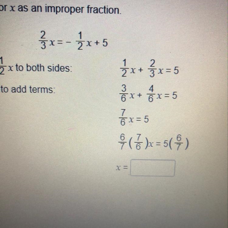 1/2x=-1/2x+5 please help please I really need help for is x-example-1