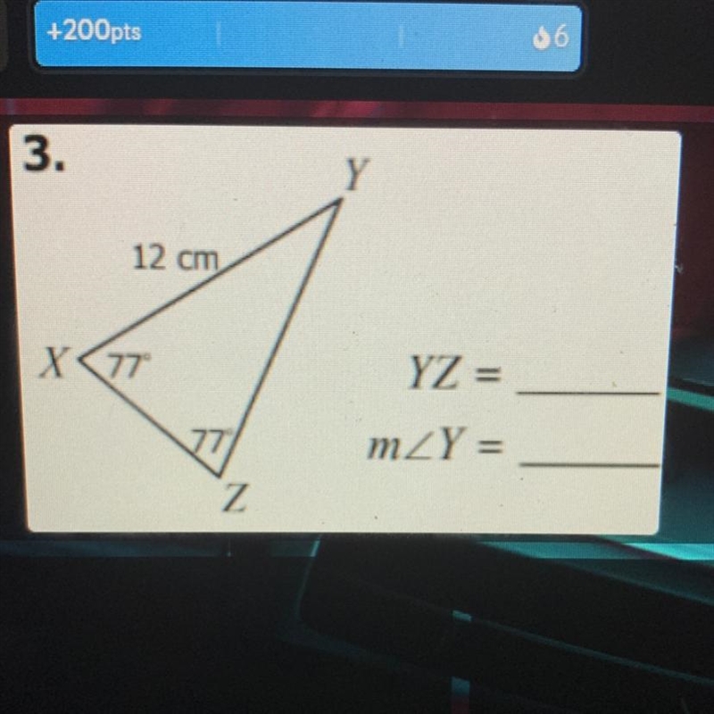 What is the measurement of YZ and the measurement of angle Y-example-1