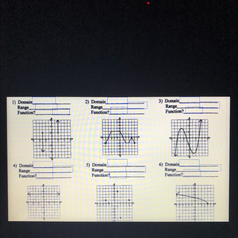 If you can help with any of these please do, and thank you! 1) Domain Range Function-example-1