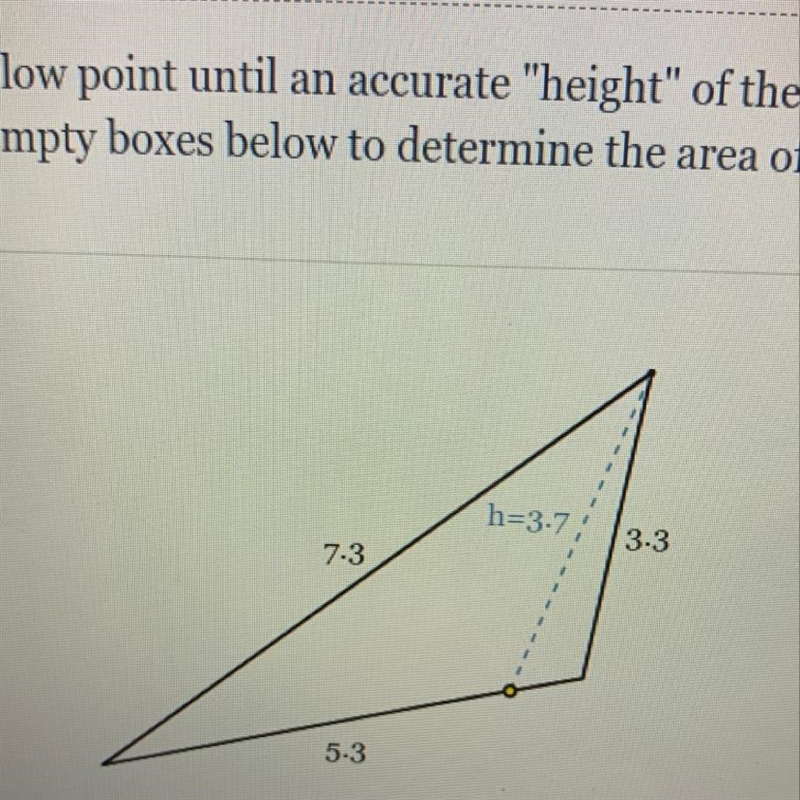 Drag the yellow point until an accurate "height" of the triangle is drawn-example-1