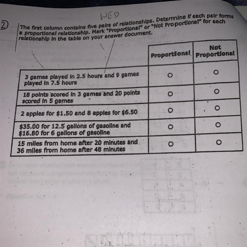 The first column contains five pairs of relationships. Determine if each pair forms-example-1