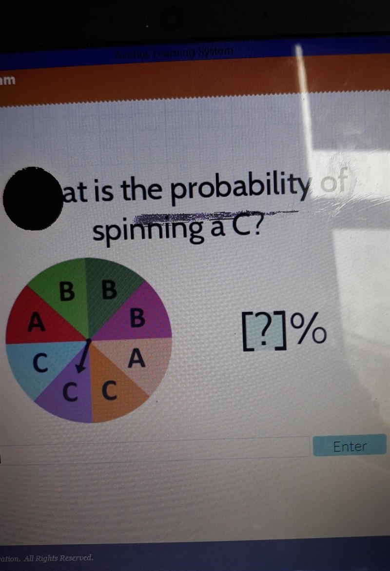 What is the probability of spinning a C ?​-example-1