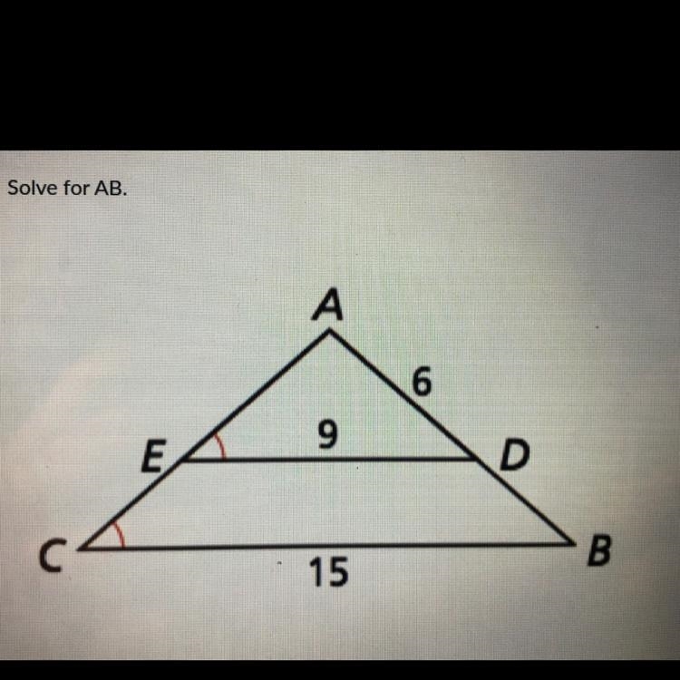 Solve for AB a: 3.6 b: 15 c: 4 d: 10-example-1