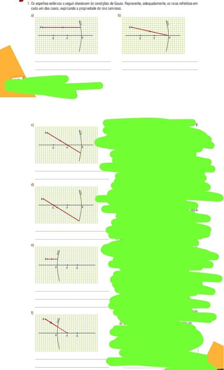 os espelhos esféricos a seguir obedecem as condições de Gauss. Represente, adequadamente-example-1