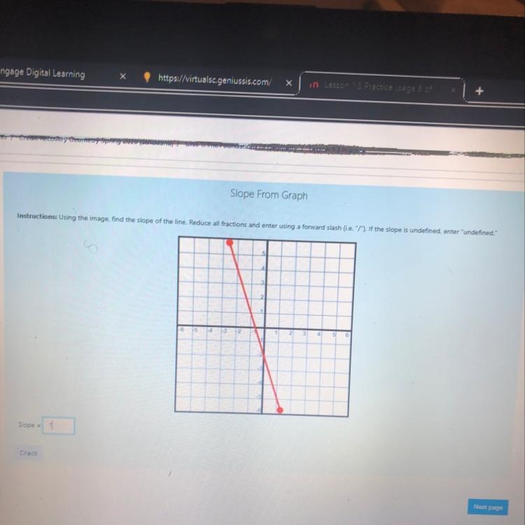 Using the following image, find the slope of the line.-example-1