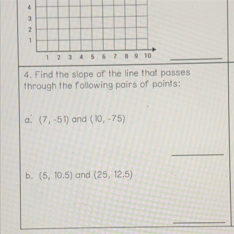 UREGENT‼️‼️ 4. Find the slope of the line that passes through the following pairs-example-1