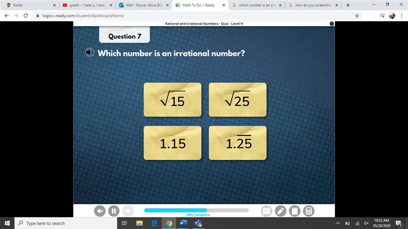 Which of these is an irrational number?-example-1