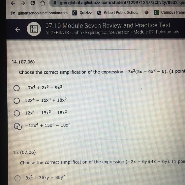 Choose the correct simplification of the expression -3x^2(5x-4x^2-6)-example-1