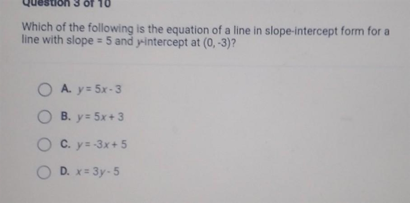 Which of the following is the equation of a line in slope-intercept form for a line-example-1